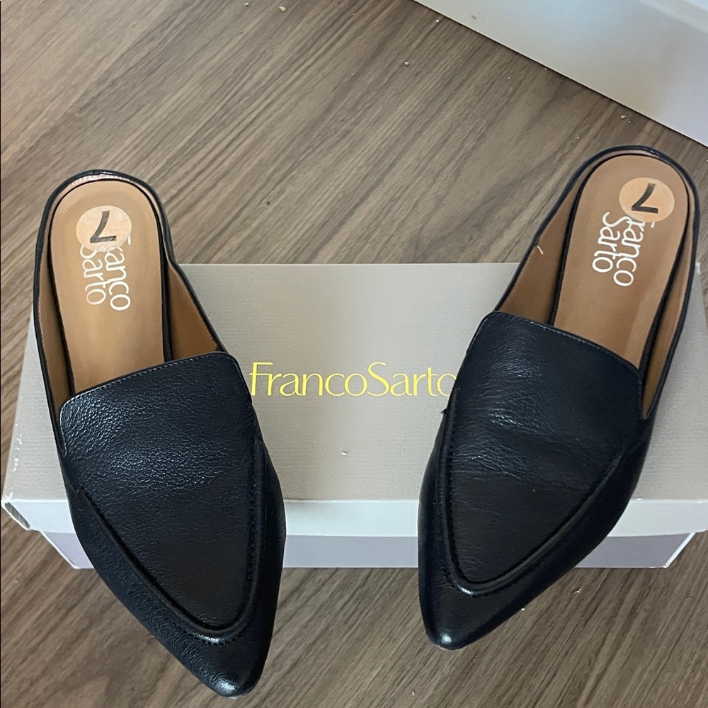 Franco Sarto Black Pointed Mules